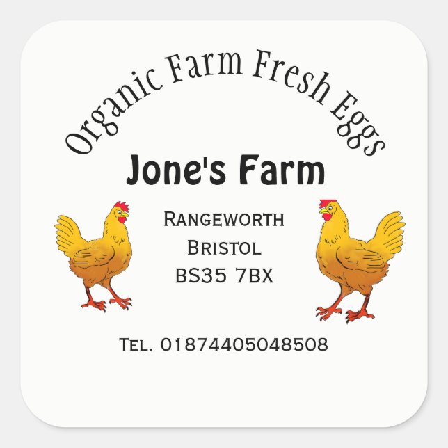 free range egg box Label farm shop (Front)