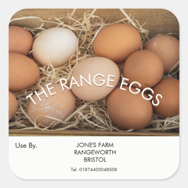 free range egg box Label farm shop (Front)