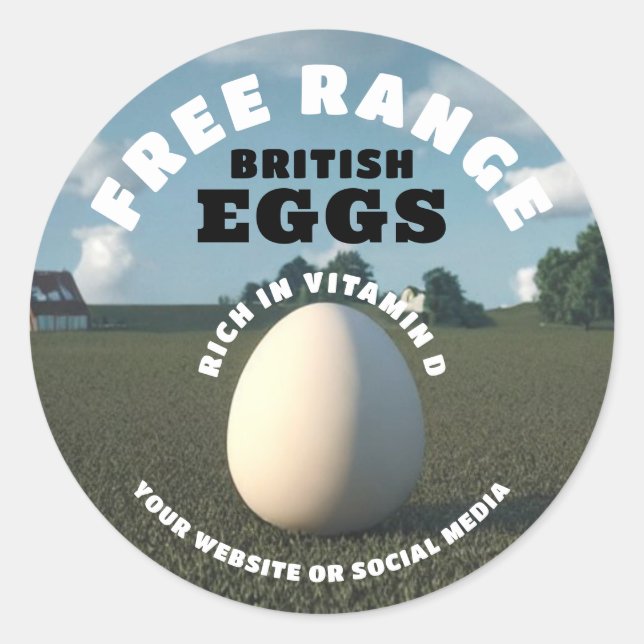 Free Range Eggs Classic Round Sticker (Front)