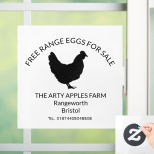 FREE RANGE EGGS FOR SALE FARMERS WINDOW CLING