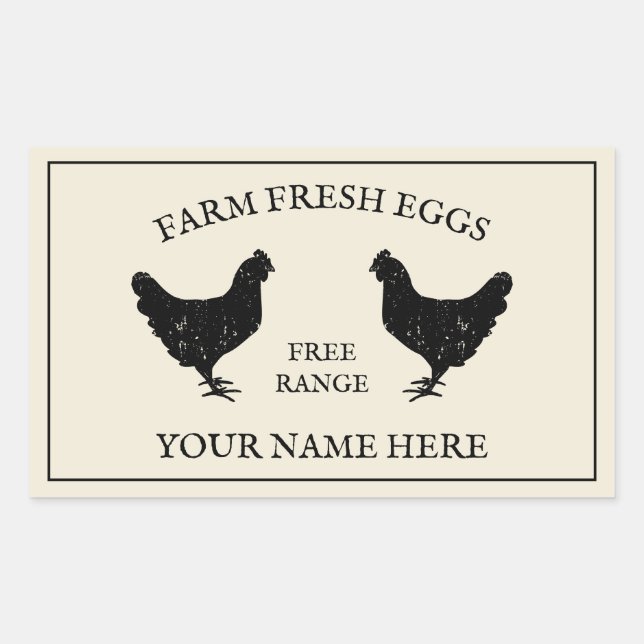 Free range farm fresh eggs rustic chicken drawing sticker (Front)