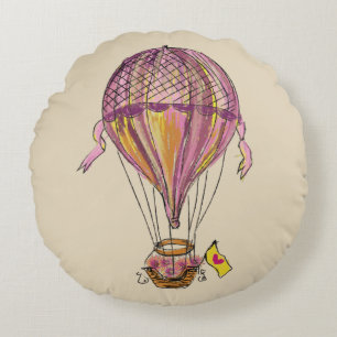 Free Ride Hotair balloon Round Pillow