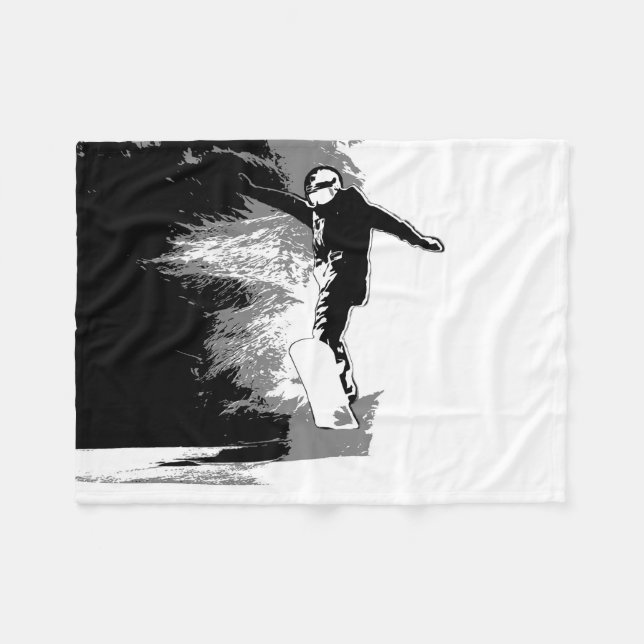 Free-riding- Snowboarder  Fleece Blanket (Front (Horizontal))