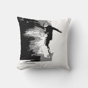 Free-riding- Snowboarder  Throw Pillow