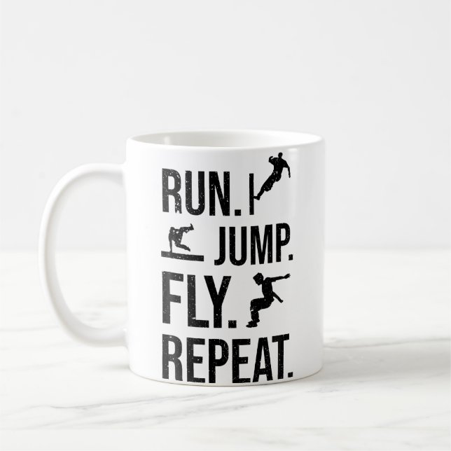 Free Runner Run Jump Fly Repeat Parkour Coffee Mug (Left)