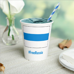 Free Russia - English - White Blue White Flag Paper Cups