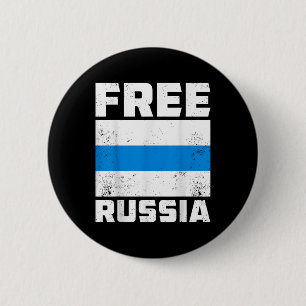 Free Russia New Russian Flag White Blue Anti-war P 2 Inch Round Button