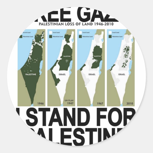 FREE SAFE GAZA PALESTINE.png Classic Round Sticker (Front)