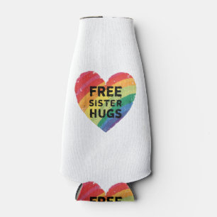 Free Sister Hugs LGBT Gay Lesbian Pride Month Rain Bottle Cooler