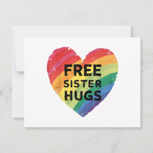 Free Sister Hugs LGBT Gay Lesbian Pride Month Rain Save The Date