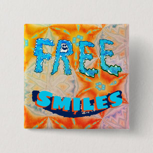 Free Smiles - Ice Fire Bright Colourful 2 Inch Square Button