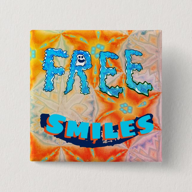 Free Smiles - Ice Fire Bright Colourful 2 Inch Square Button (Front)