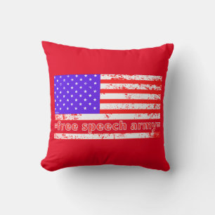 FREE SPEECH ARMY distressed american flag edition Throw Pillow