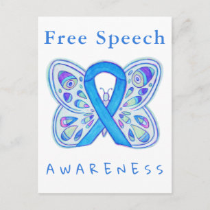 Free Speech Blue Awareness Ribbon Butterfly Cards