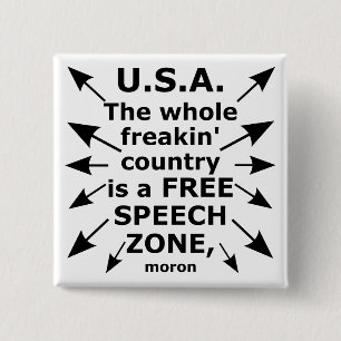 Free Speech Coast to Coast 2 Inch Square Button