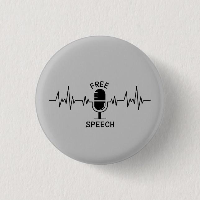 Free Speech EKG 1 Inch Round Button (Front)