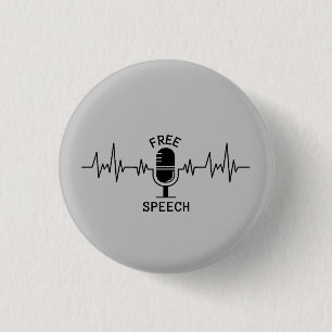 Free Speech EKG 1 Inch Round Button
