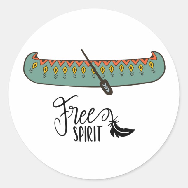 Free Spirit Canoe Classic Round Sticker (Front)