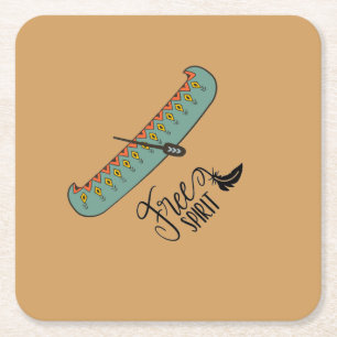 Free Spirit Canoe Square Paper Coaster
