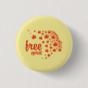 Free spirit face, autumn 1 inch round button