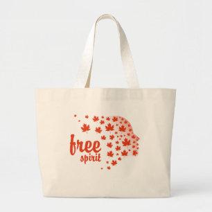 Free spirit face, autumn large tote bag