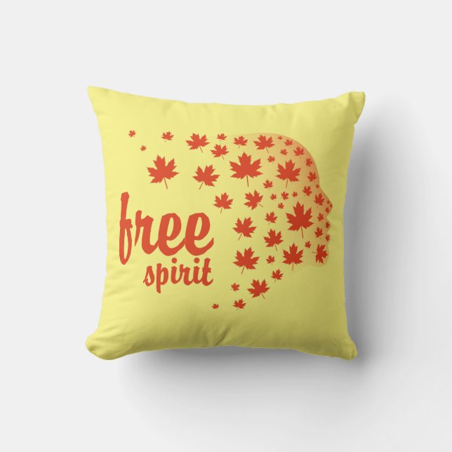 Free spirit face, autumn throw pillow (Front)