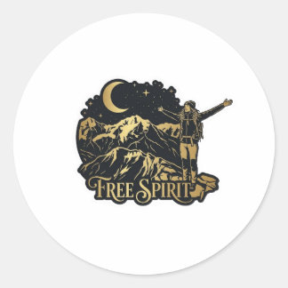 Free Spirit Mountain Moon Sticker