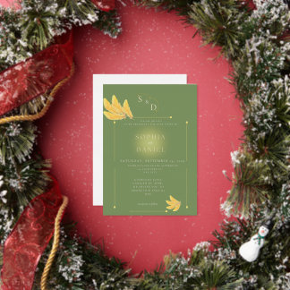 Free Spirit Olive Green Wedding Invitation