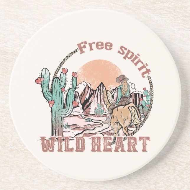 Free Spirit, Wild Heart | Western Country Coaster (Front)