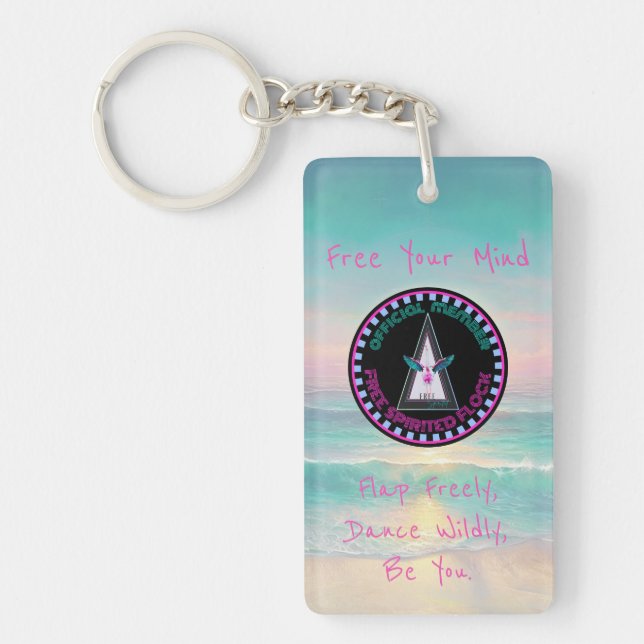 Free Spirited Flock Member, Flamingo Keychain (Front)
