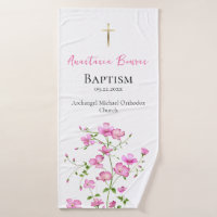 Free-Spirited Pink Flowers Orthodox Baptism Gift  