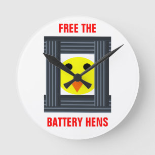Free the Battery Hens Wall Clock