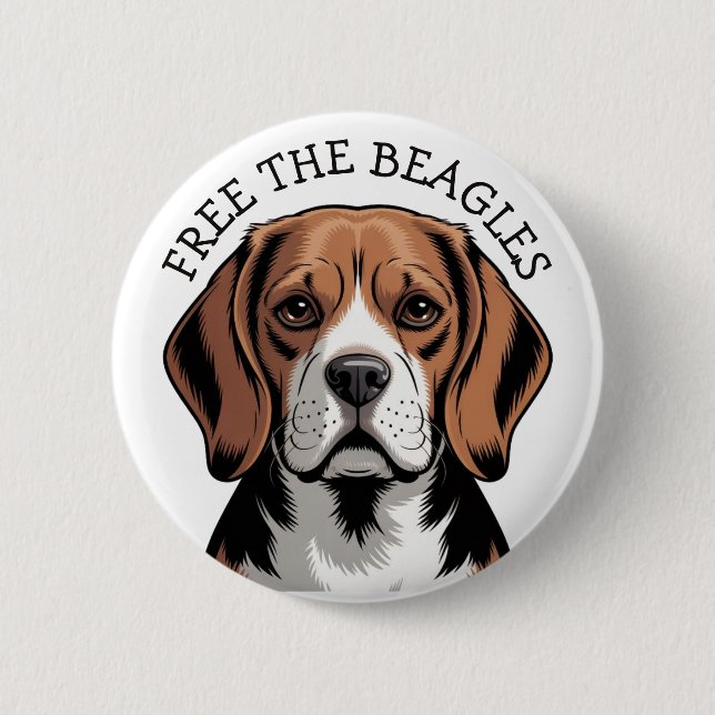Free the Beagles,  Beagle Face 2 Inch Round Button (Front)