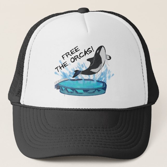 FREE THE ORCAS! TRUCKER HAT (Front)