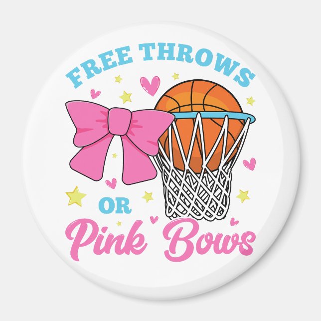 Free Throws or Pink Bows Circle Magnet (Front)