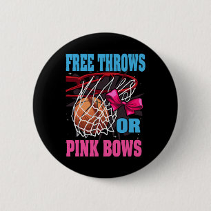 Free Throws Or Pink Bows Gender Reveal Basketball 2 Inch Round Button