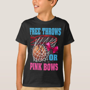 Free Throws Or Pink Bows Gender Reveal Basketball T-Shirt