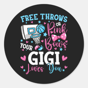 Free Throws or Pink Bows Gigi Loves You Cute Gende Classic Round Sticker