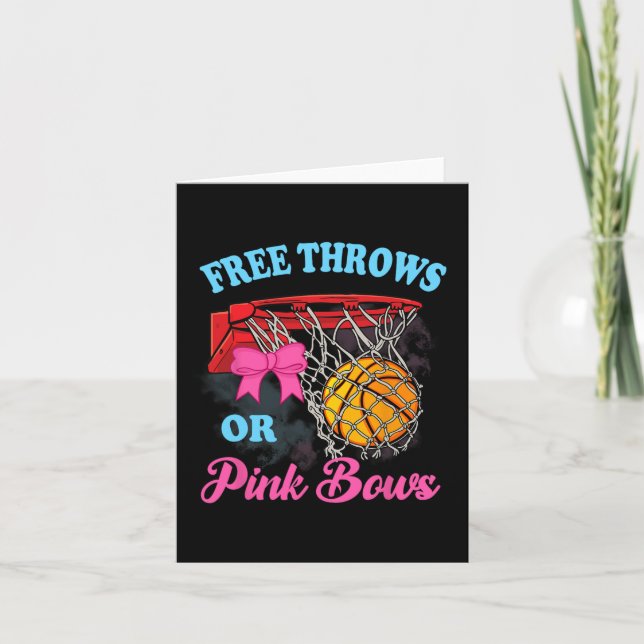 Free Throws or Pink Bows Pregnancy Pink Blue Gende Card (Front)