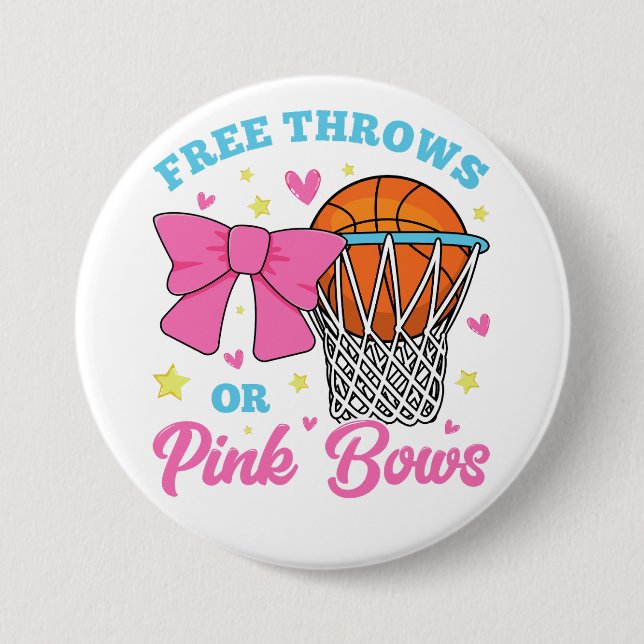 Free Throws or Pink Bows Round 3 Inch Round Button (Front)