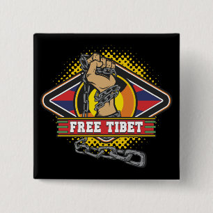 Free Tibet Chains 2 Inch Square Button