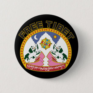 Free Tibet Emblem 2 Inch Round Button