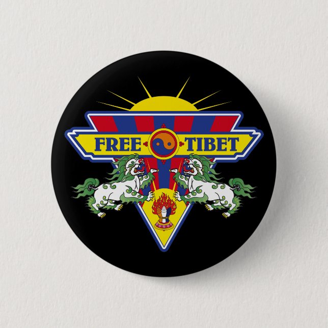 Free Tibet Flag Logo 2 Inch Round Button (Front)