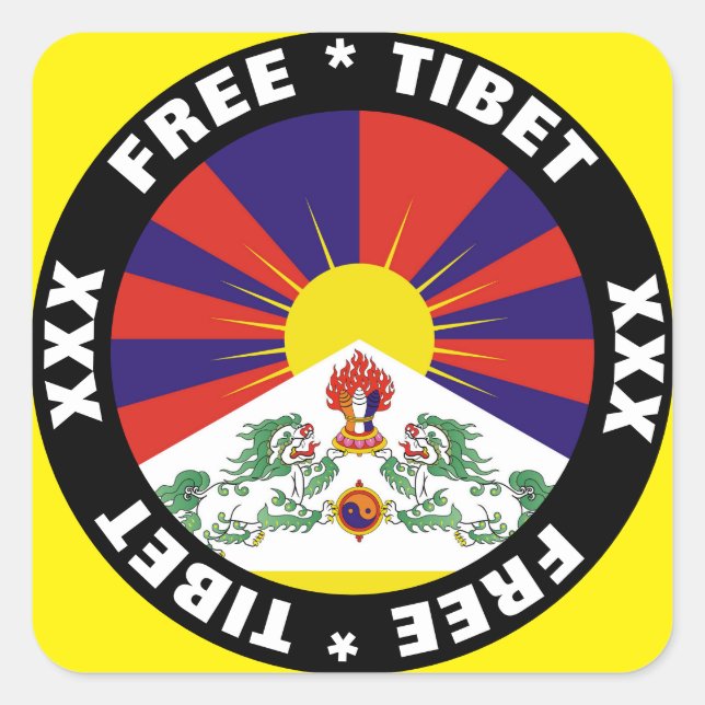 Free Tibet & Flag Square Sticker (Front)