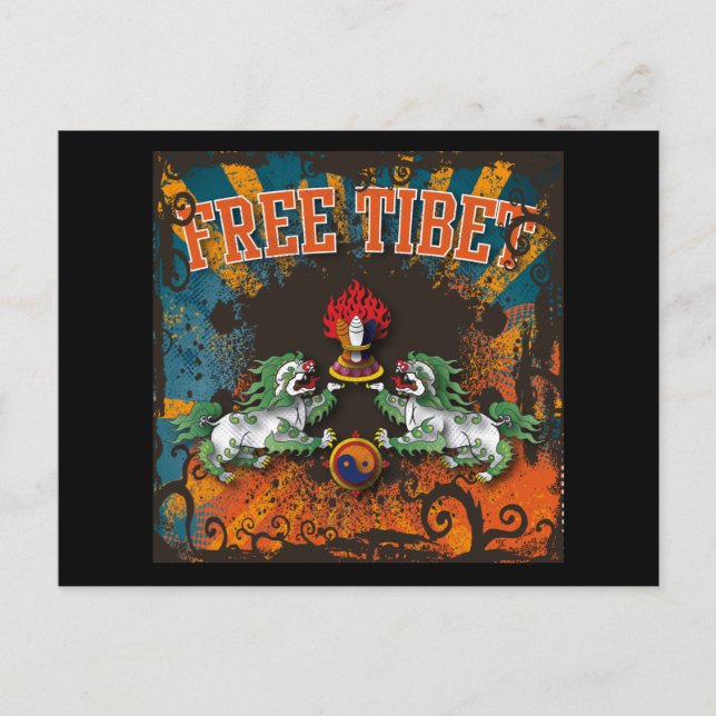 Free Tibet Grunge Art Postcard (Front)