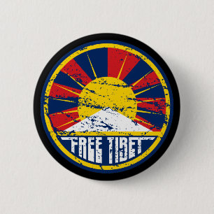 Free Tibet Round Grunge 2 Inch Round Button