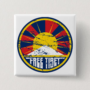 Free Tibet Round Grunge 2 Inch Square Button