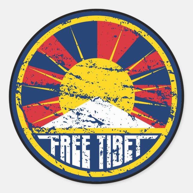 Free Tibet Round Grunge Classic Round Sticker (Front)