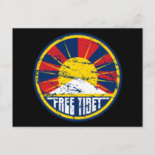 Free Tibet Round Grunge Postcard