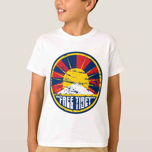 Free Tibet Round Grunge T-Shirt (Front)